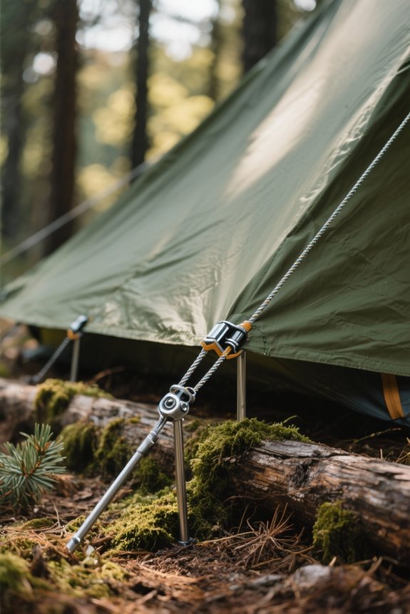 guylines ensure tent stability